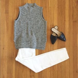 J. Crew Factory Marled Mockneck Sleeveless Sweater